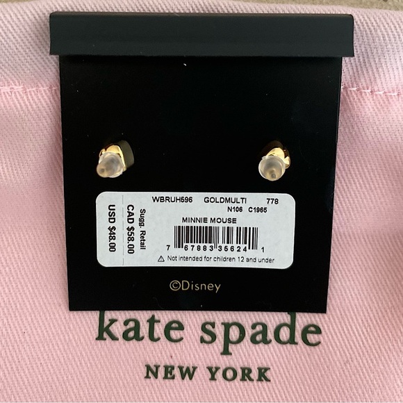 Kate Spade Mini Mouse Sparkling Crystal, Stud Earrings/ Gold tone - Picture 3 of 12